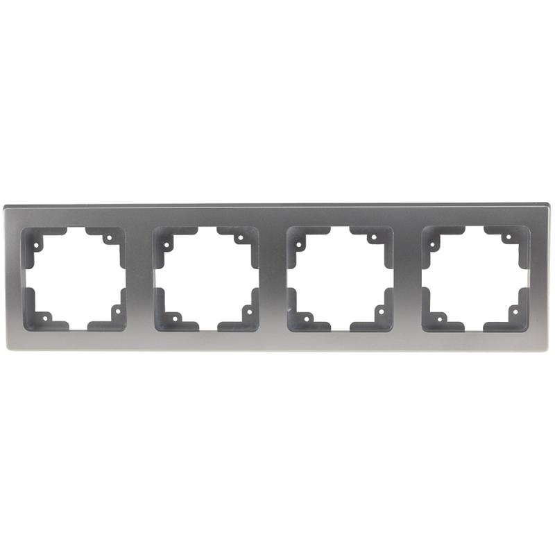 ChiliTec DELPHI 21116 4-fach Abdeckrahmen Silber, 294 × 80 × 14 mm, Hochglanz