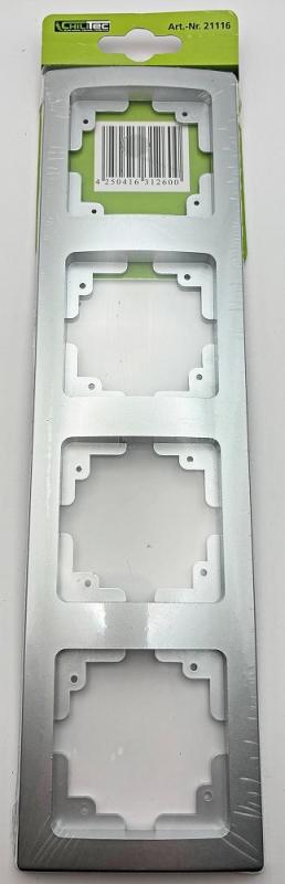 ChiliTec DELPHI 21116 4-fach Abdeckrahmen Silber, 294 × 80 × 14 mm, Hochglanz