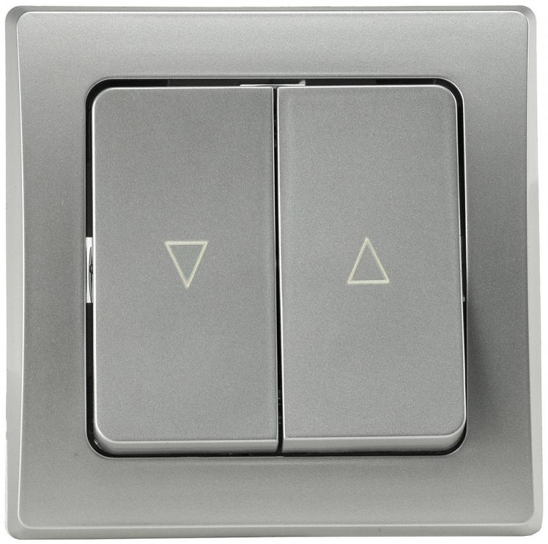 ChiliTec DELPHI 21117 Jalousien-Taster Hoch/Runter, Silber, Unterputz, inkl. Rahmen