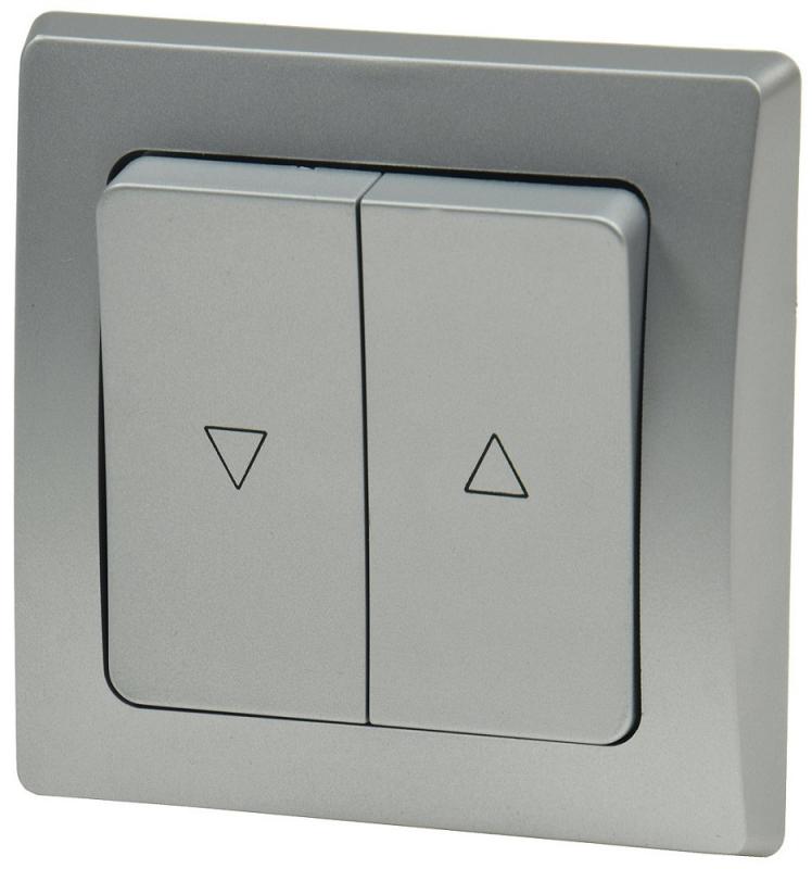 ChiliTec DELPHI 21117 Jalousien-Taster Hoch/Runter, Silber, Unterputz, inkl. Rahmen