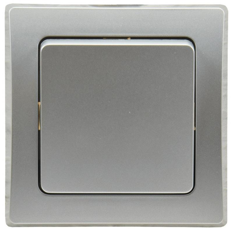 ChiliTec DELPHI 21118 Taster, 0–250 V/10 A, Silber, Unterputz, inkl. Rahmen