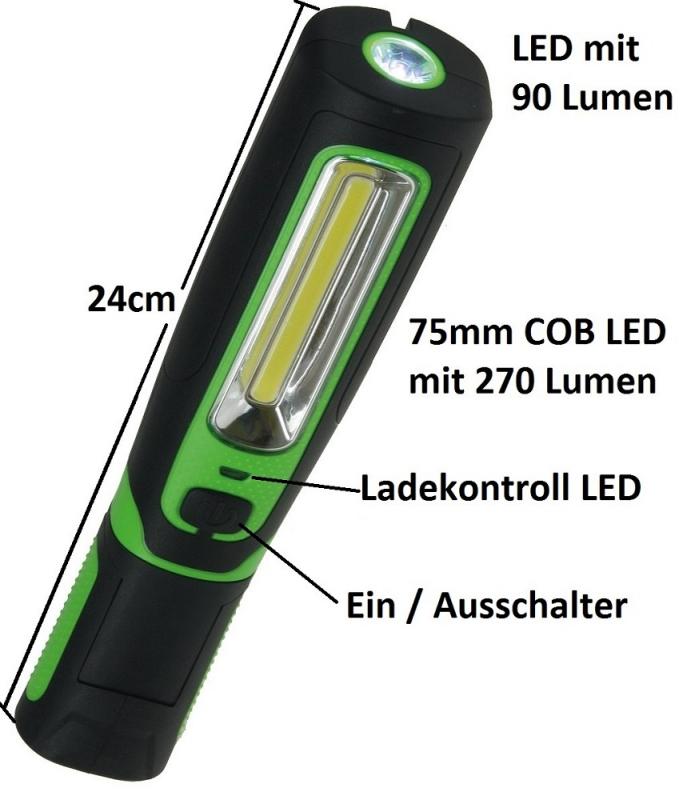 ChiliTec LED Stableuchte mit Akku "FlexiLED 300" Akku, Magnethalter, 3W,IP44
