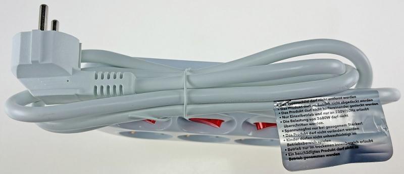 ChiliTec Steckdosenleiste mit Einzelschaltung 3-fach, weiß, 1,5m Kabel