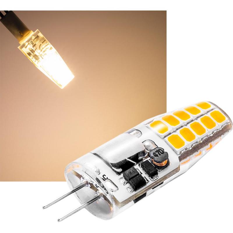 ChiliTec  LED Stiftsockellampe G4 "Silikon W2" 3000k, 200lm, 300°, 12V/2W, warmweiß