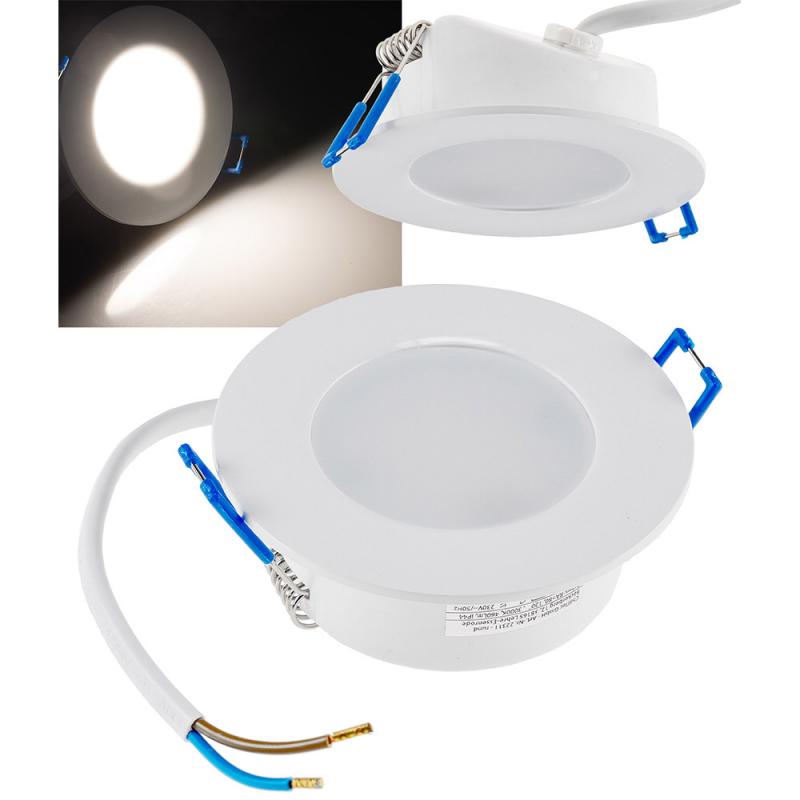 ChiliTec LED-Einbauleuchte "Flat-30 FR-R" 4200K Ø85x30mm, 5W, 500lm, IP44, rund, weiß