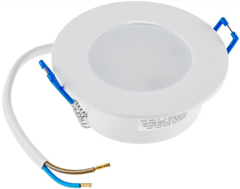 ChiliTec LED-Einbauleuchte "Flat-30 FR-R" 4200K Ø85x30mm, 5W, 500lm, IP44, rund, weiß