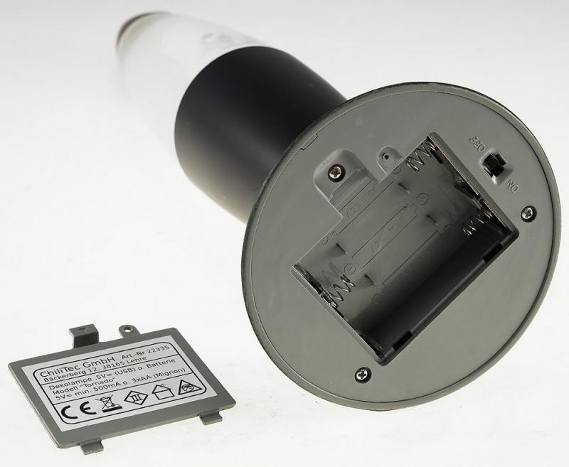 LED Dekoleuchte TORNADO, 37cm Farbwechsel, 5V/ Batterie, Schwarz
