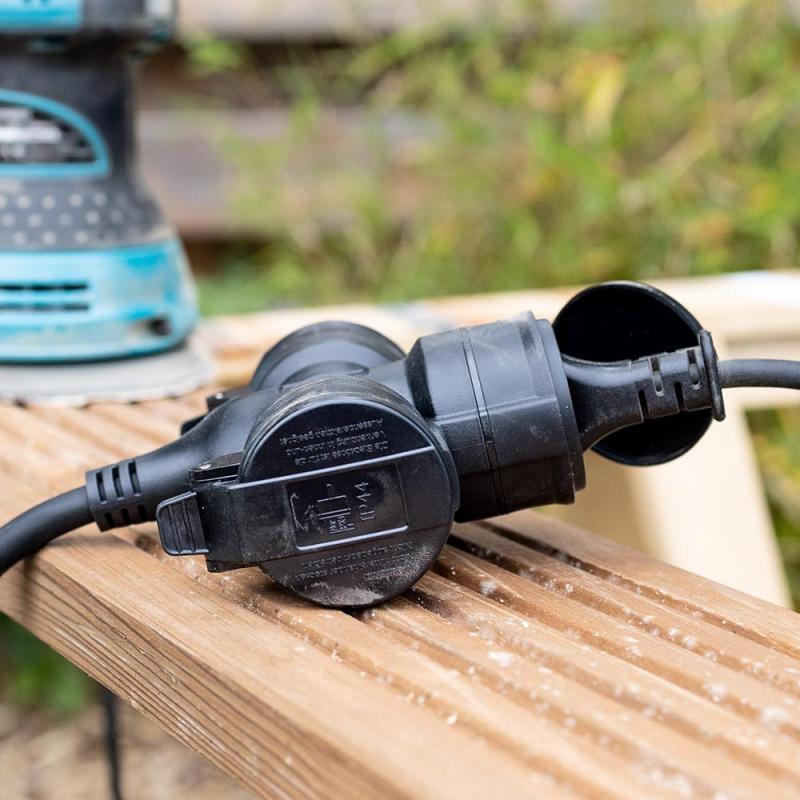 ChiliTec Gartensteckdose für Außen, 3-fach IP44, 5m Zuleitung