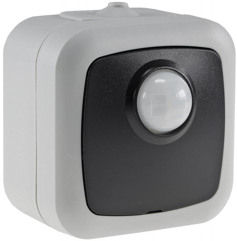 ChiliTec Feuchtraum PIR Bewegungsmelder, IP54 250V~, 2-500W, inkl. AP-Rahmen, grau
