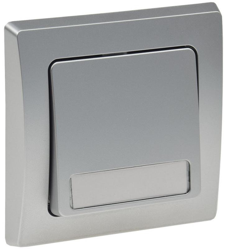 ChiliTec DELPHI 22550 Taster mit Namensschild, 0–250 V/10 A, Silber, Unterputz, inkl. Rahmen