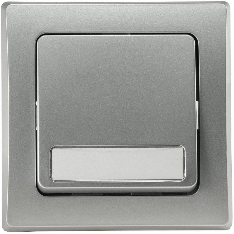 ChiliTec DELPHI 22550 Taster mit Namensschild, 0–250 V/10 A, Silber, Unterputz, inkl. Rahmen