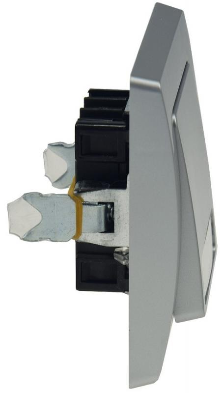 ChiliTec DELPHI 22550 Taster mit Namensschild, 0–250 V/10 A, Silber, Unterputz, inkl. Rahmen
