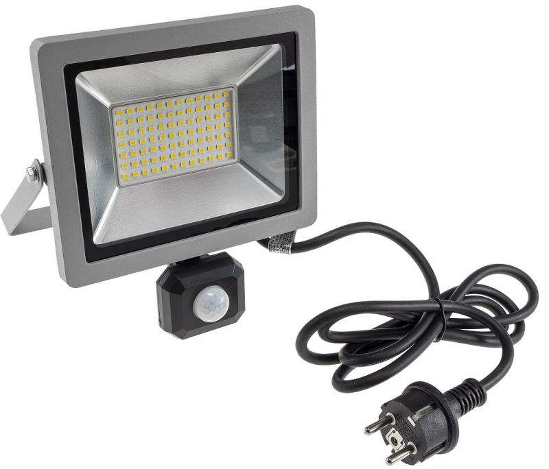 ChiliTec LED-Fluter SlimLine "CTF-SLT50 PIR" 50W, IP44, 5220lm, 4000K, Bewegungsmelder