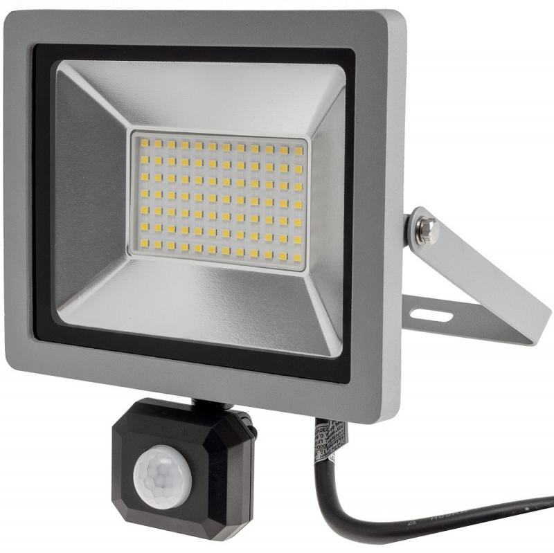 ChiliTec LED-Fluter SlimLine "CTF-SLT50 PIR" 50W, IP44, 5220lm, 4000K, Bewegungsmelder
