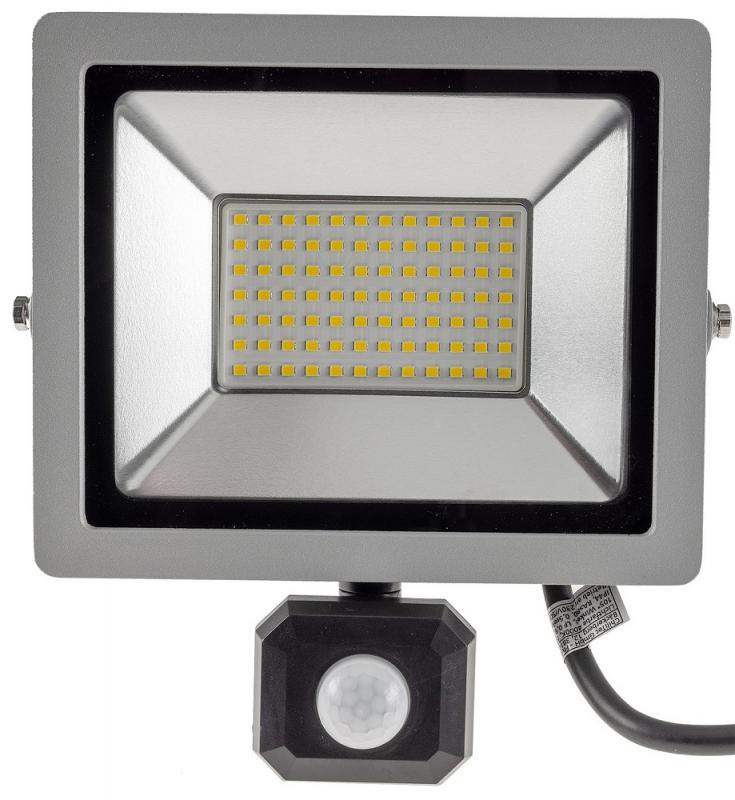 ChiliTec LED-Fluter SlimLine "CTF-SLT50 PIR" 50W, IP44, 5220lm, 4000K, Bewegungsmelder