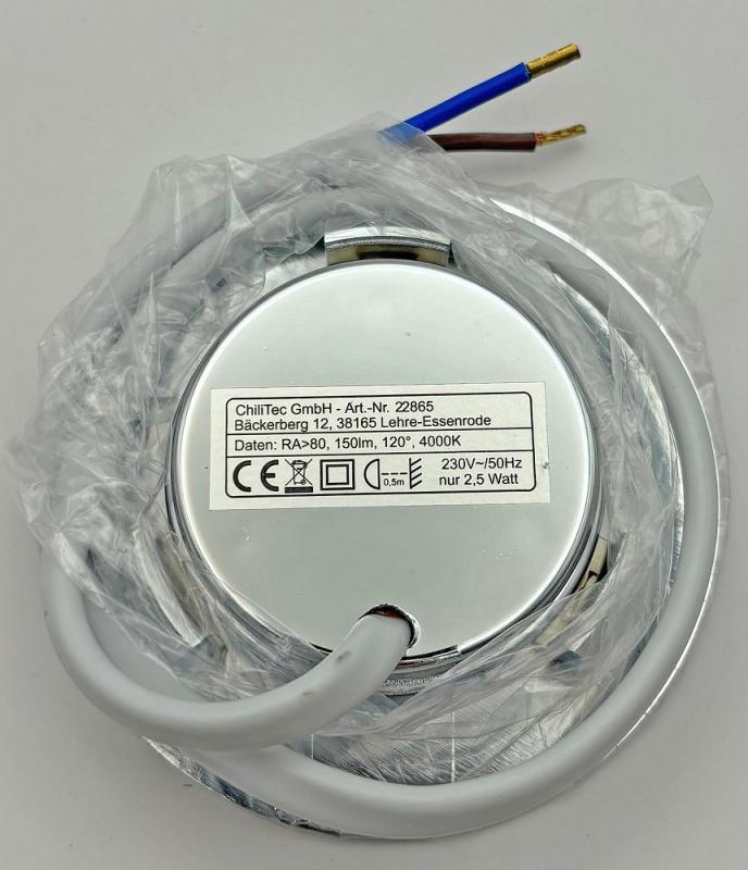 ChiliTec LED-Einbauleuchte "EBL-HV65si", silber 230V, 2W, 4000K, 150lm, neutralweiß