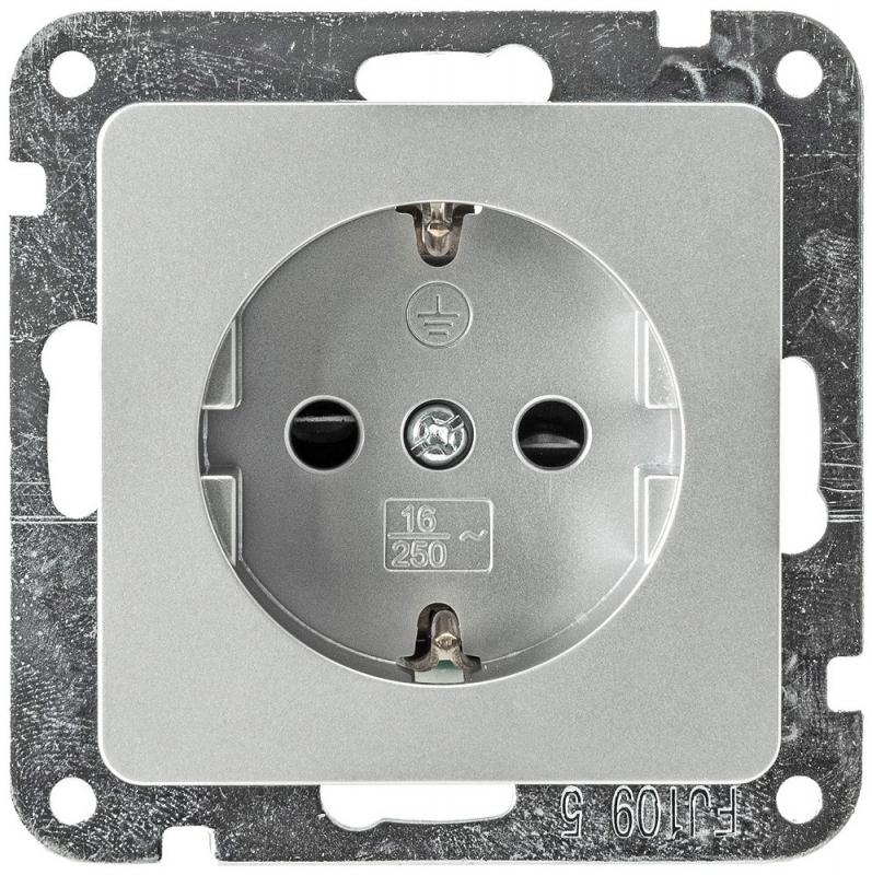 ChiliTec DELPHI 23034 Schutzkontakt-Steckdose 1-fach, 250 V, 16 A, Steckanschluss, Silber, Unterputz, ohne Rahmen