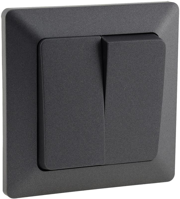 ChiliTec MILOS Serien-Schalter 2-fach Anthrazit 250 V 10 A inkl. Rahmen – 23038