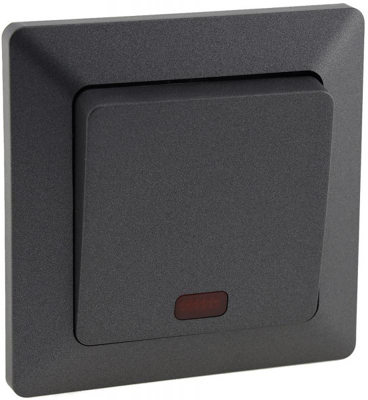 ChiliTec MILOS Kontrollschalter mit Lämpchen Anthrazit 250 V 10 A inkl. Rahmen – 23039