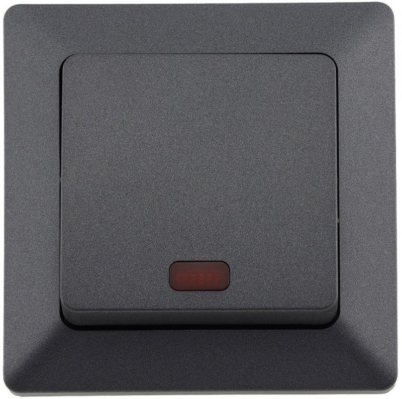 ChiliTec MILOS Kontrollschalter mit Lämpchen Anthrazit 250 V 10 A inkl. Rahmen – 23039
