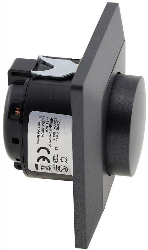 ChiliTec MILOS LED-Dimmer Phasenanschnitt Anthrazit 3–60 W inkl. Rahmen – 23045