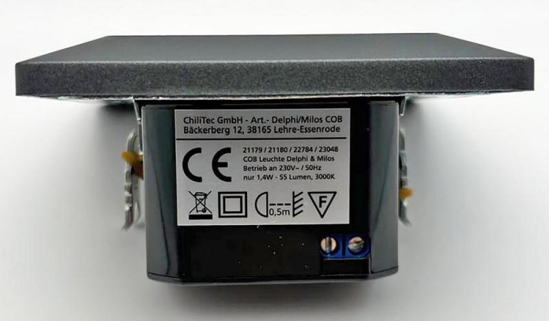 ChiliTec MILOS LED-Einbauleuchte COB Anthrazit 1,5 W 3000 K 110 lm 80 × 80 mm – 23048