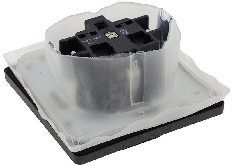 ChiliTec MILOS Schutzkontakt-Steckdose IP44 mit Klappdeckel Anthrazit 250 V 16 A – 23049