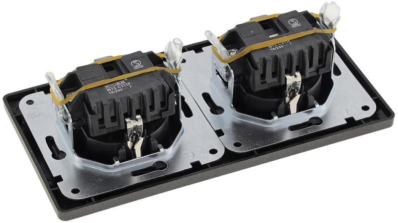 ChiliTec MILOS Set 2 Schutzkontakt-Steckdosen Anthrazit 250 V 16 A mit 2-fach Rahmen – 23120