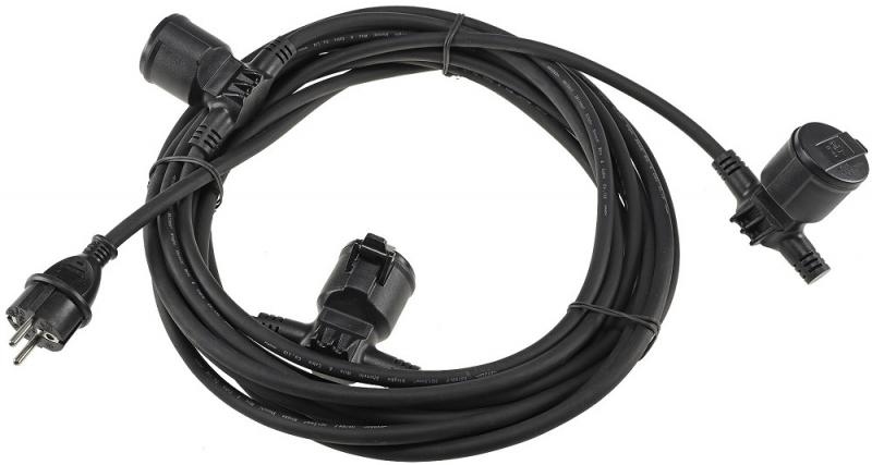 ChiliTec Gartensteckdose für Außen, IP44, 3-fach Einzelsteckdosen, 5+2,5+2,5m