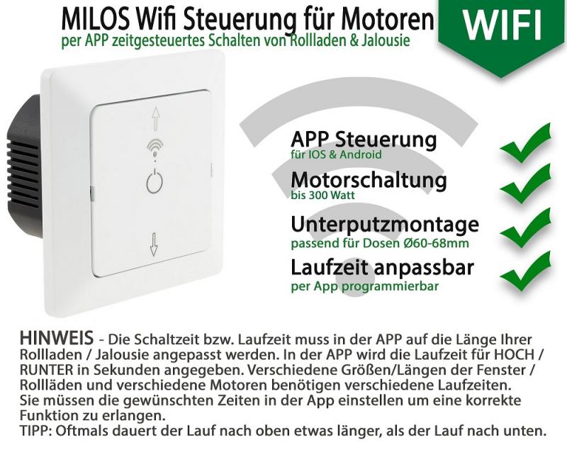 ChiliTec MILOS WiFi Rollladensteuerung Smart Home 300 W Weiß matt