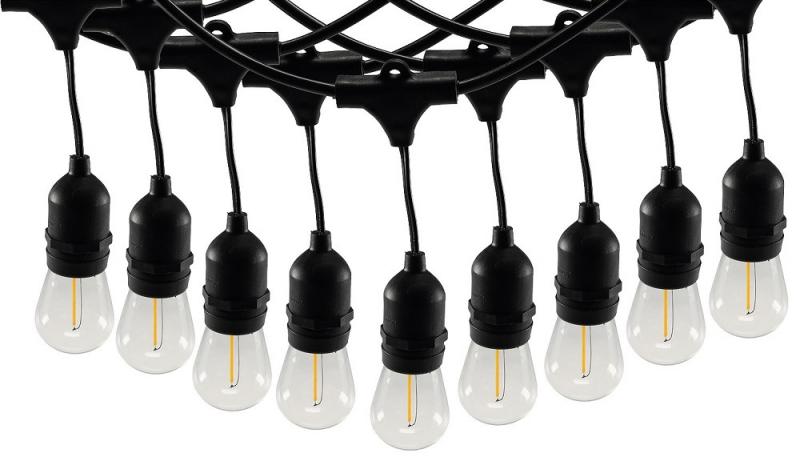 ChiliTec Biergarten-Lichterkette "CT-BGL 10Solar" 2m + 4,5m, 10x Filament Led Lampe, IP44