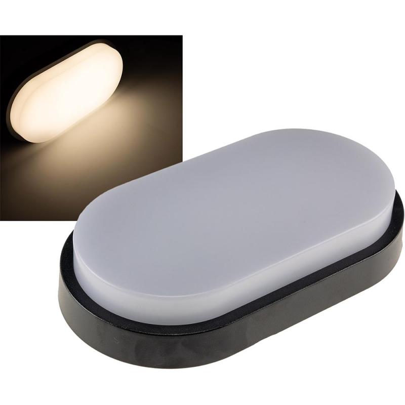ChiliTec LED Wandleuchte "PALAU" IP54, 3000K Oval, 10 Watt, 966 Lumen, Anthrazit