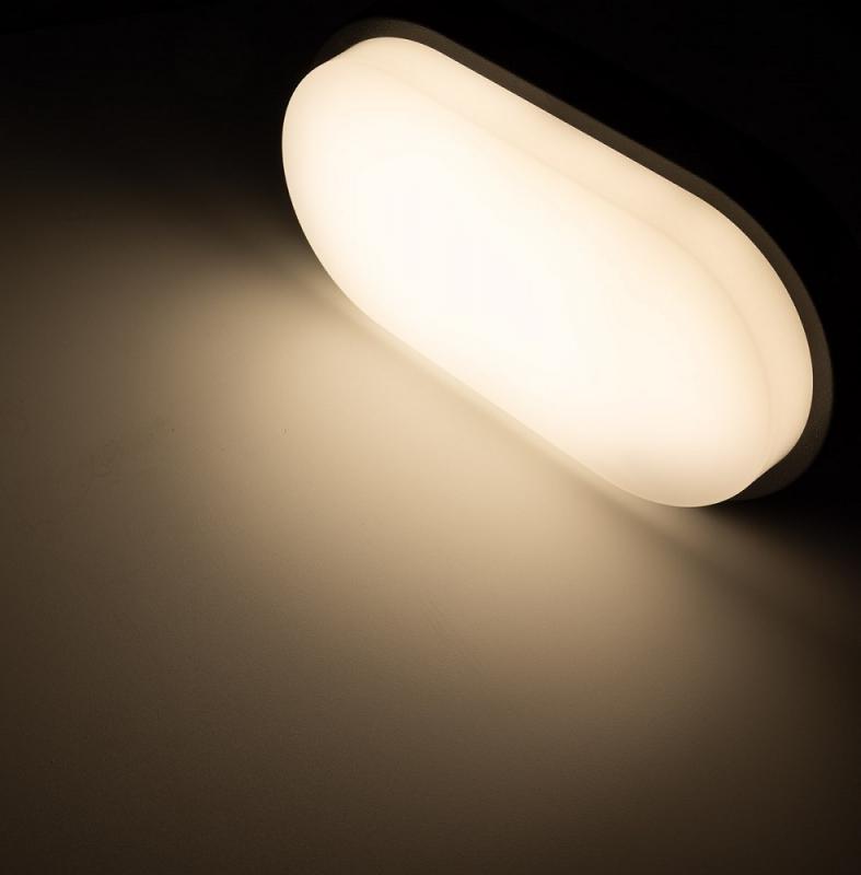ChiliTec LED Wandleuchte "PALAU" IP54, 3000K Oval, 10 Watt, 966 Lumen, Anthrazit