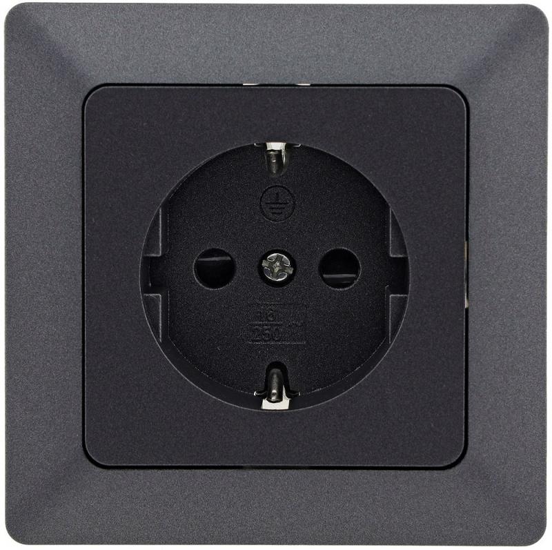 ChiliTec MILOS Schutzkontakt-Steckdose Anthrazit 250 V 16 A – 23745