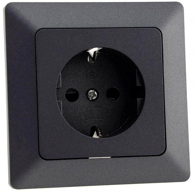 ChiliTec MILOS Schutzkontakt-Steckdose Anthrazit 250 V 16 A – 23745