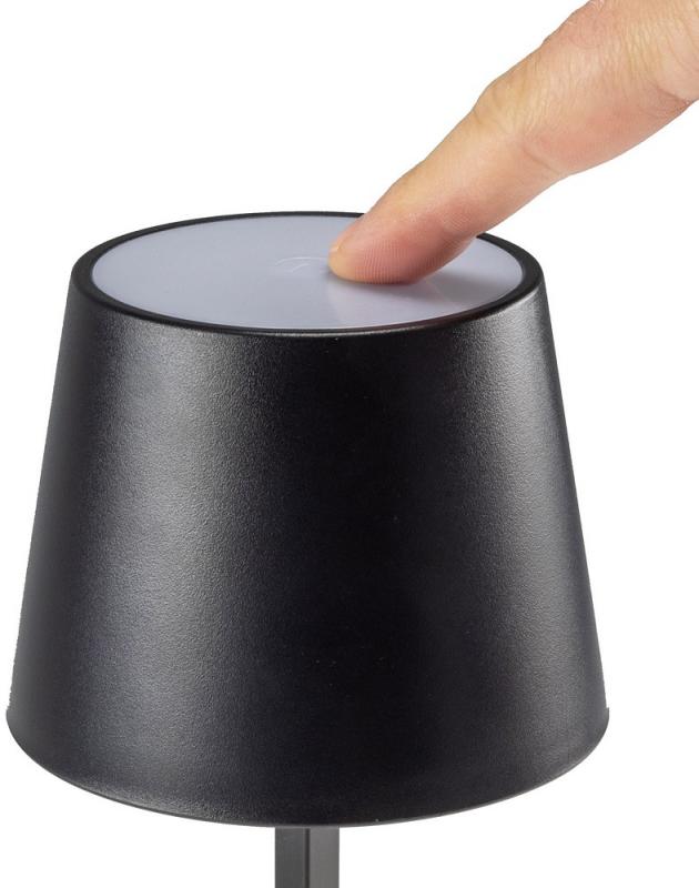 ChiliTec LED Akku Tischleuchte 26cm, dimmbar USB-C, 160Lumen, 1200mAh, 3000k, schwarz