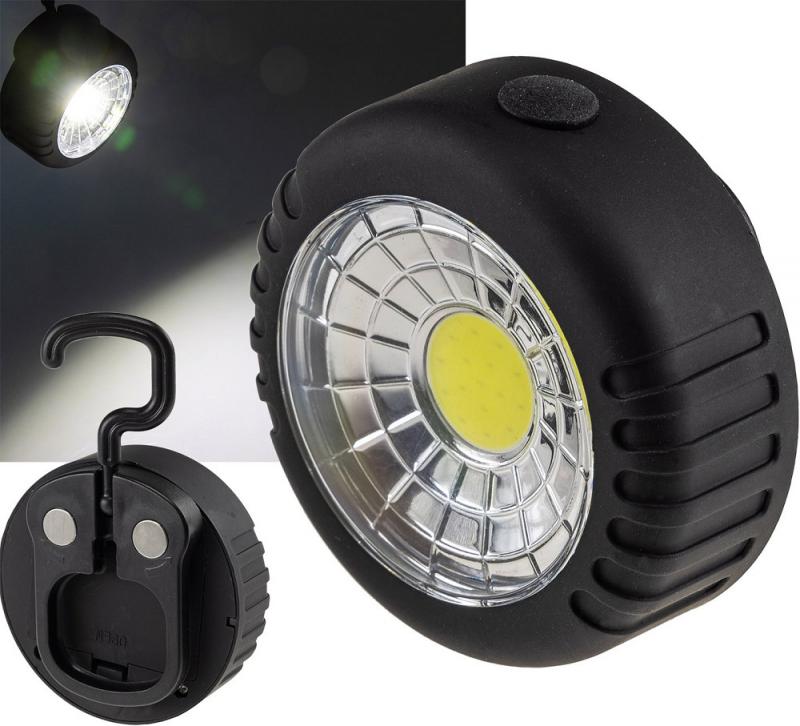 ChiliTec LED Arbeitsleuchte mit Magnet "COB 100" 3x AAA Batterie, Haken, 75x35mm, 6000k