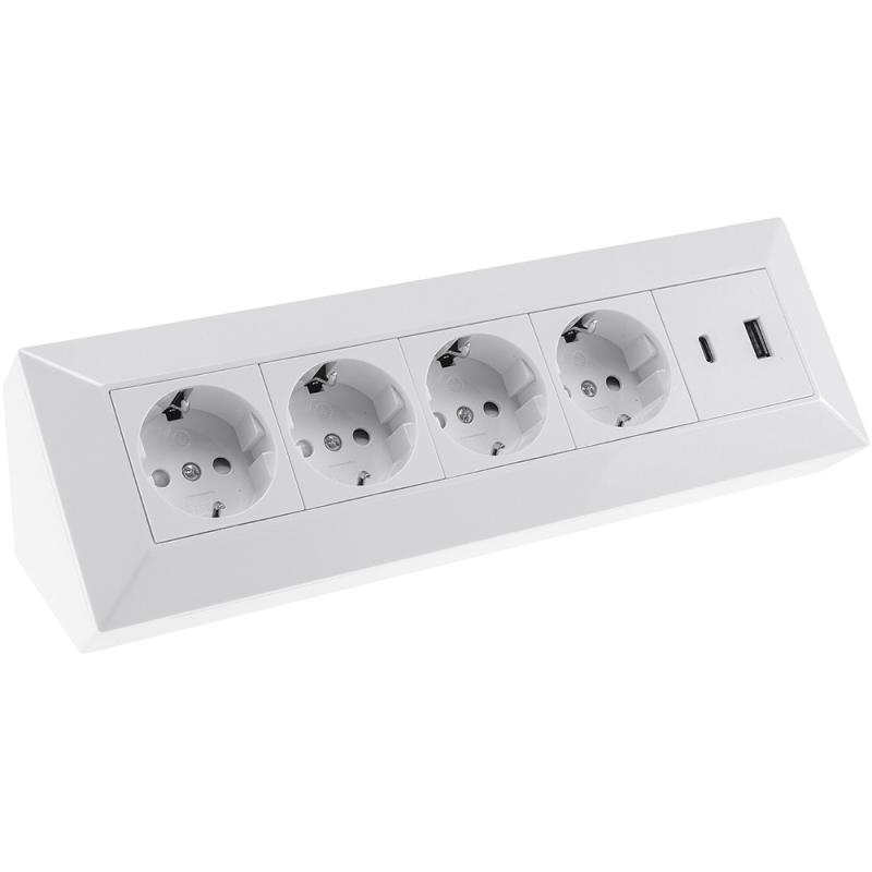 ChiliTec 4-fach Steckdosenblock USB-A + USB-C PD Weiß 250 V 16 A 3600 W – 23788