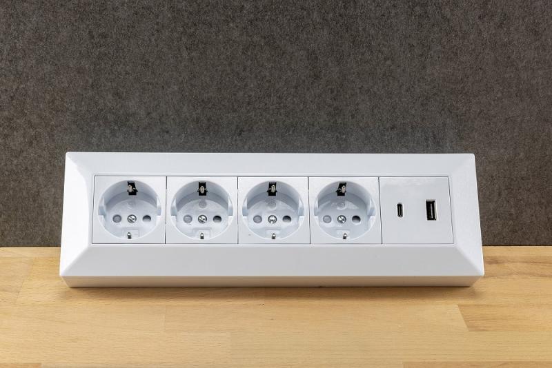 ChiliTec 4-fach Steckdosenblock USB-A + USB-C PD Weiß 250 V 16 A 3600 W – 23788