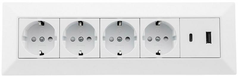 ChiliTec 4-fach Steckdosenblock USB-A + USB-C PD Weiß 250 V 16 A 3600 W – 23788