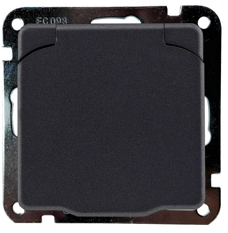 ChiliTec MILOS Schutzkontakt-Steckdose IP40 mit Klappdeckel Anthrazit 250 V 16 A – 23881