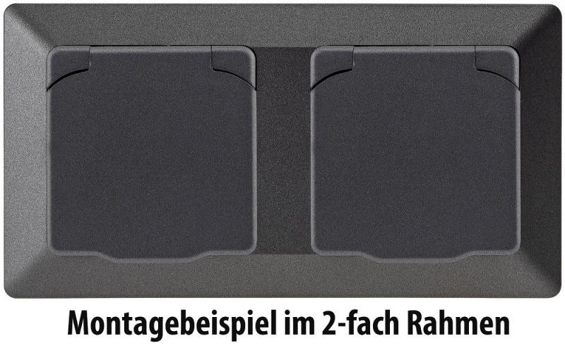 ChiliTec MILOS Schutzkontakt-Steckdose IP40 mit Klappdeckel Anthrazit 250 V 16 A – 23881