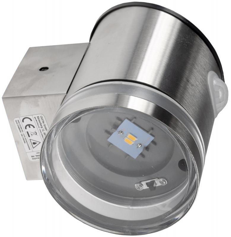 ChiliTec LED Solar Wandleuchte "SWL 119-ES" PIR Bewegungsmelder, IP44, Edelstahl