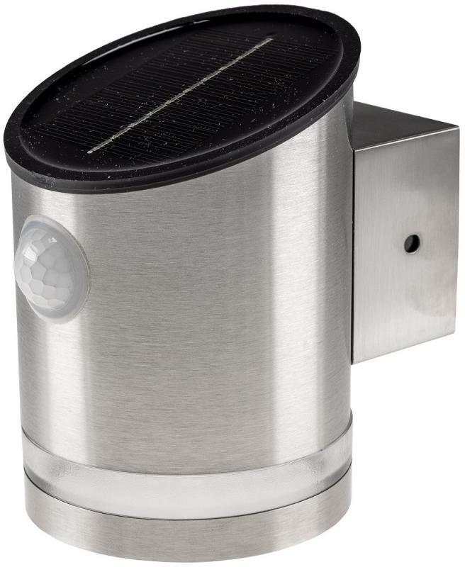 ChiliTec LED Solar Wandleuchte "SWL 119-ES" PIR Bewegungsmelder, IP44, Edelstahl