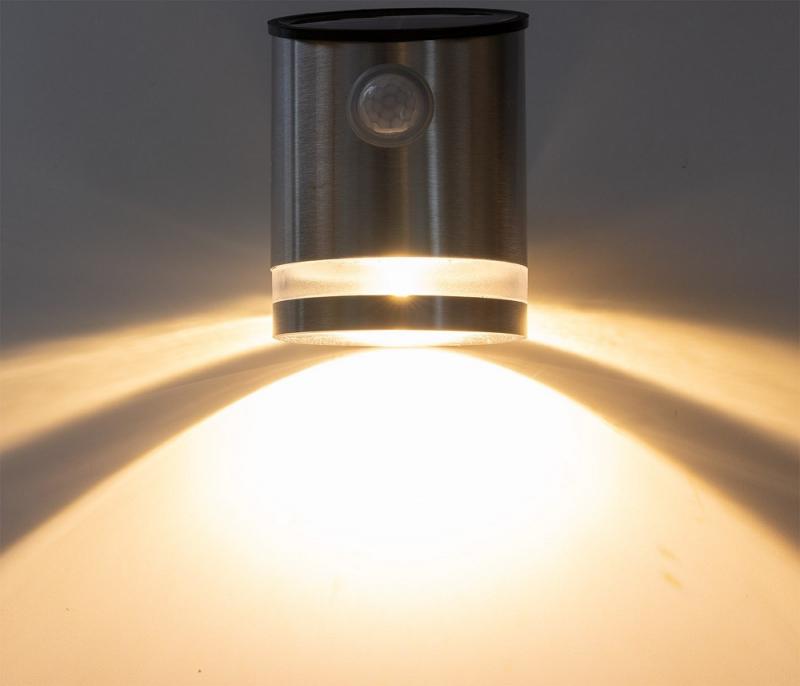 ChiliTec LED Solar Wandleuchte "SWL 119-ES" PIR Bewegungsmelder, IP44, Edelstahl