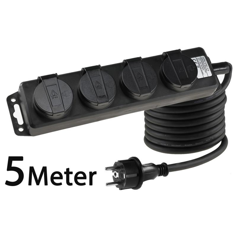 ChiliTec  Gartensteckdosenleiste 4-fach IP44 Außenbereich 5m H07RN-F 3G1,5mm² – 16A 3600W