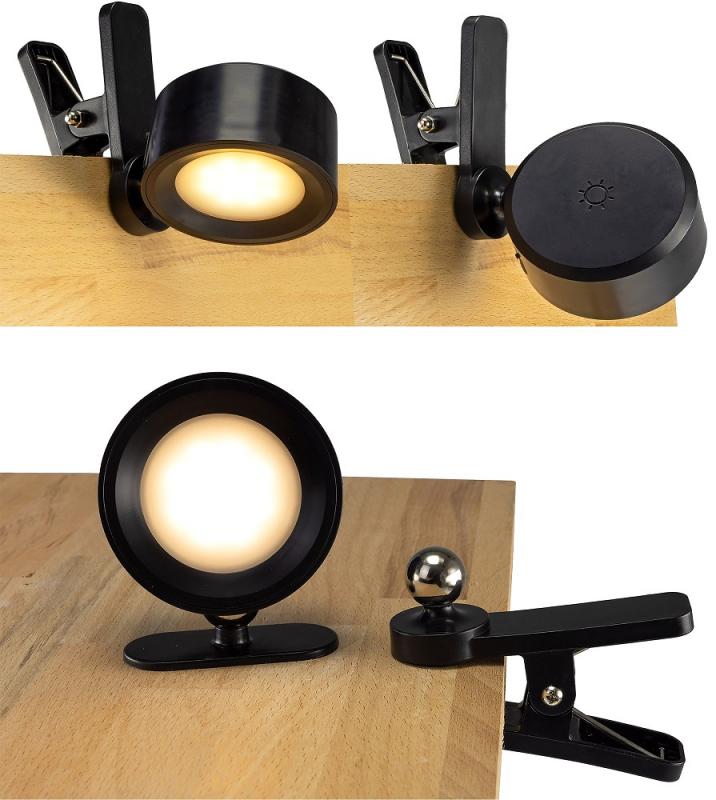 ChiliTec LED Akku Clip-Leuchte "CT-AKL3" Dimmbar, CCT 3000k-6000k, schwarz