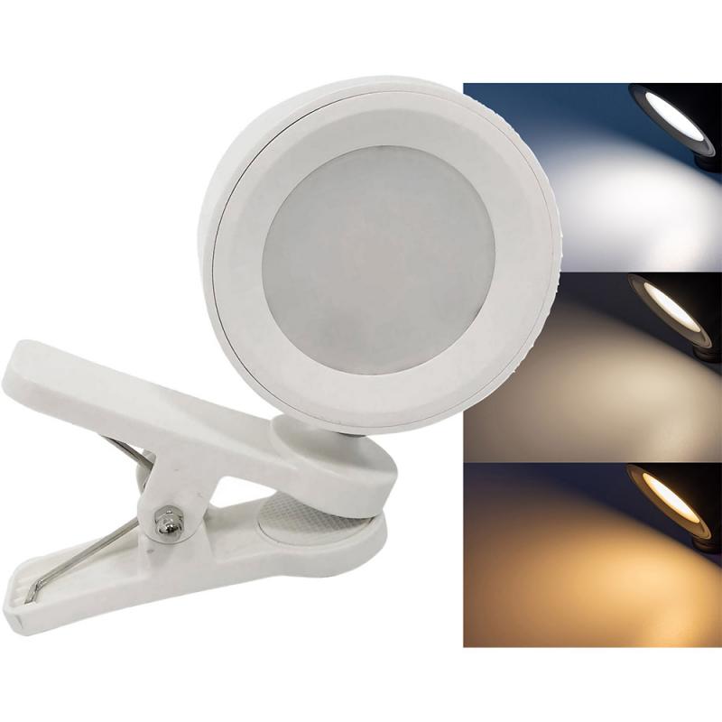 ChiliTec LED Akku Clip-Leuchte "CT-AKL3" Dimmbar, CCT 3000k-6000k, weiß