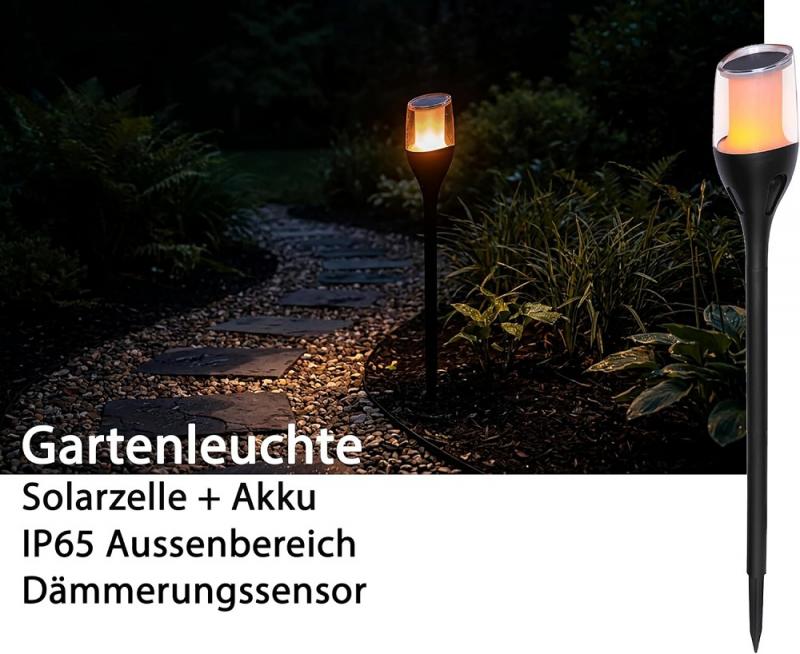 ChiliTec Solar LED-Fackel CT-BELO 64 IP65, mit Erdspieß max. 64,5cm