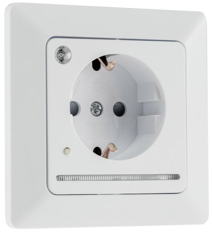 ChiliTec MILOS Schutzkontakt-Steckdose mit LED-Nachtlicht und Lichtsensor 16 A Weiß matt